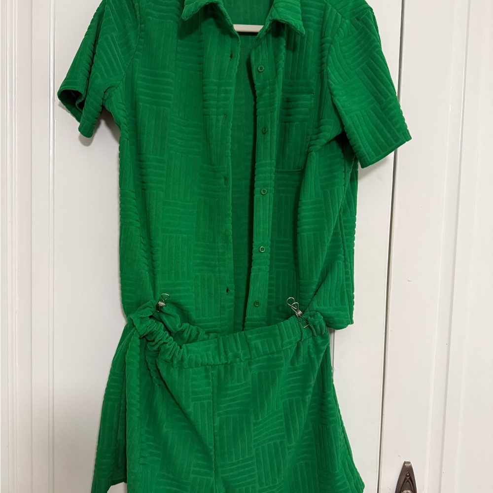 Kelly Green Textured Short Set